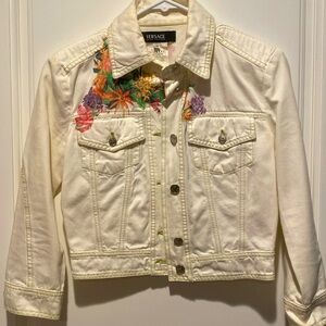 Vintage Versace Graphic White Denim Jacket